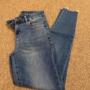 American Eagle Outfitters Women's Dark Blue Ankle Jeans